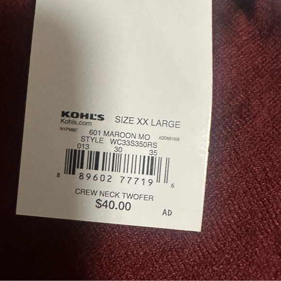 Croft & Barrow Burgundy Sweater with Blue Striped Hem - Picture 3 of 16